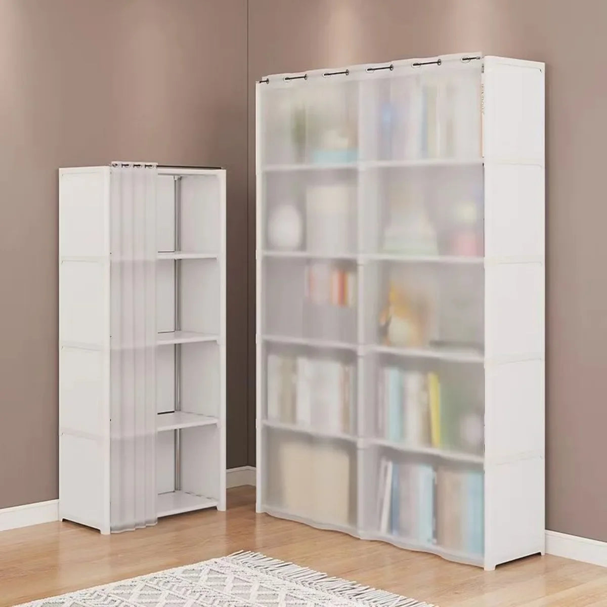 5 Layers Dustproof Wardrobe High Capacity Partition Bookshelf Bedroom Open Simple Assembly Storage Cabinet Bedroom Furniture