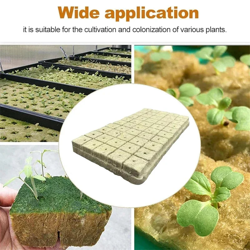 NEW Arrivals 100-200-300-500PCS Set Rockwool Hydroponic Grow Media Cubes Garden Seedling Block Water Cultivation Plant Seed Sowing Germination Blocks Home Garden Supplies