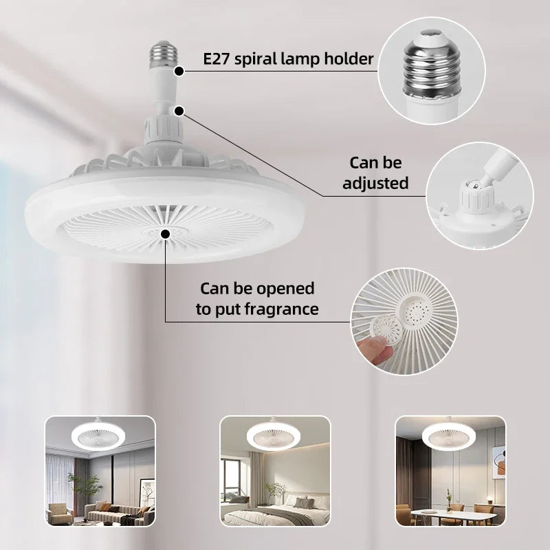 Ceiling Fan with Light and Silent E27 Electric Fan Ceiling Lamp With Remote Control Ceiling Fans Lights for Living Room