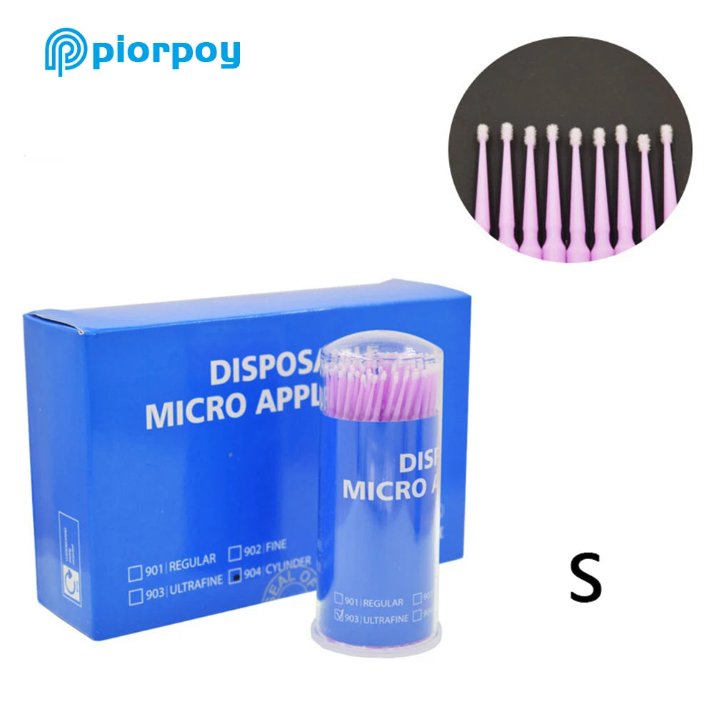 PIORPOY 100Pcs Dental Micro Brush Bottle Dental Disposable Micro Brushes Applicators Brush Teeth Oral Dentist Materials
