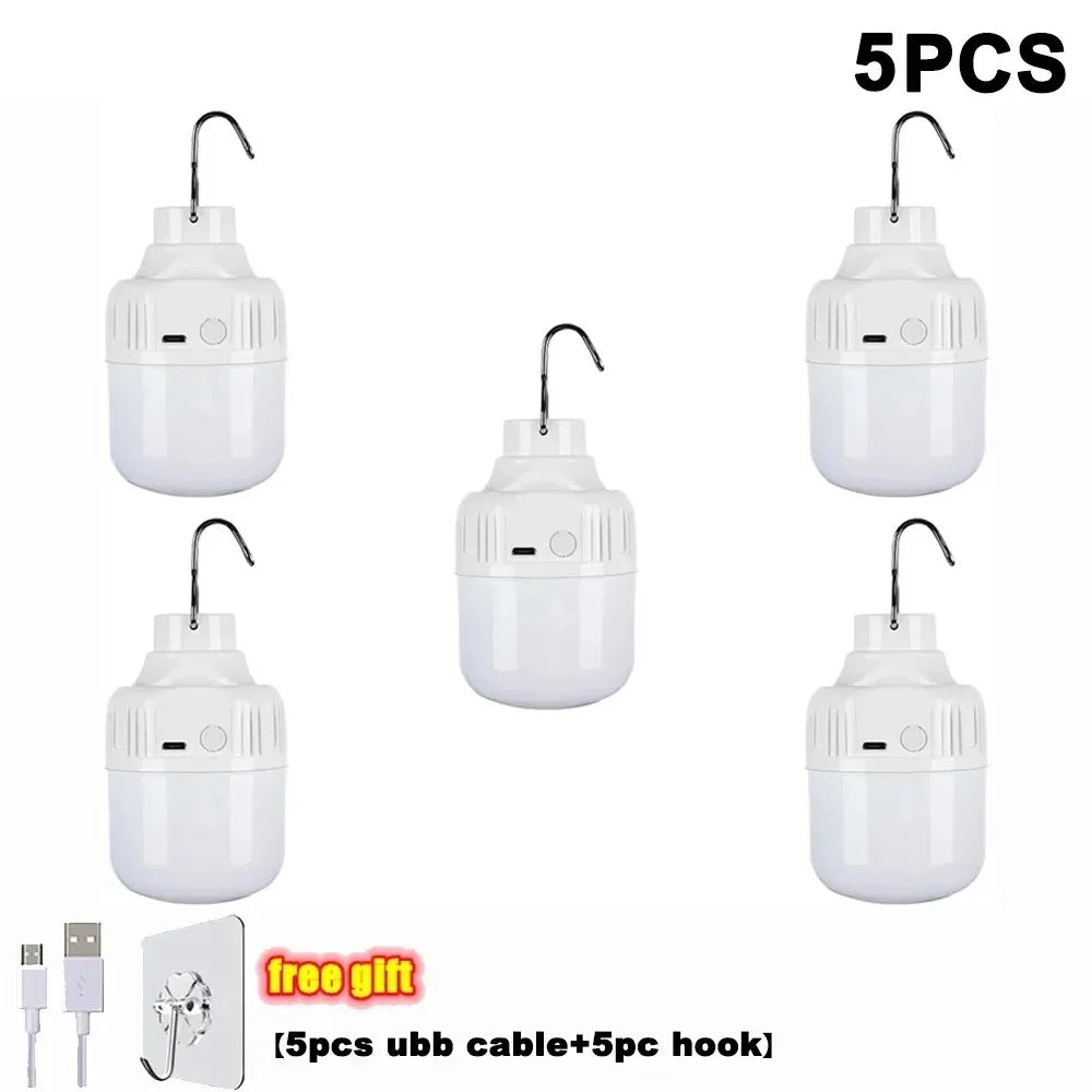 NEW Arrivals 5-10PCS Set High Power LED Camping Light Waterproof USB Rechargeable Portable Lamp for Outdoor BBQ Hiking Emergency Hunting Power 
