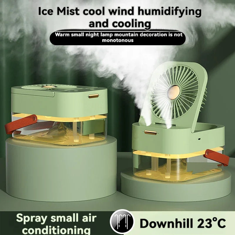 New Humidifying Portable Folding Spray Desktop Cooling Mini Small Fan USB Rechargeable Electric Fan