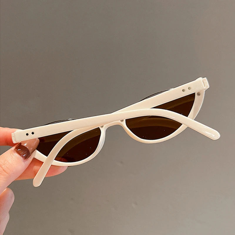 Retro Small Half Frame Sunglasses Women Cat Eye Sun Glasses Trendy Modern Eyewear Fashion Luxury Brand Designer Shades