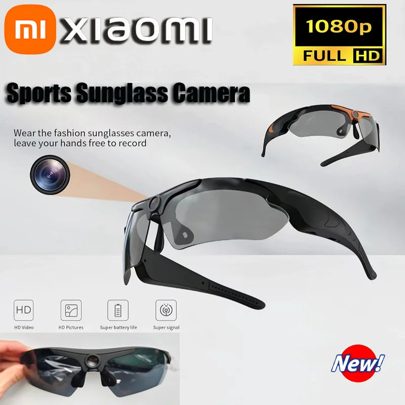 NEW Black Xiaomi Mini 1080P FPV Eyeglasses Video Shooting HD Camera with MIC Wi-Fi Intelligent Headset Glasses Outdoor Sports Video & Sound Recording 20 Languages Cycling Bikes Security Accessories
