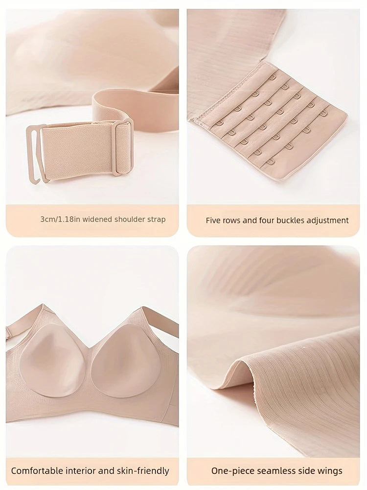 NEW Arrivals M-4XL Plus Size 4PCS/Set Seamless Bras for Women Female Full Cup Wireless Soft Sleepwear Ladies Push Up Sexy Lingerie Plus Brassiere Ladies Top Quality Underwear Sets