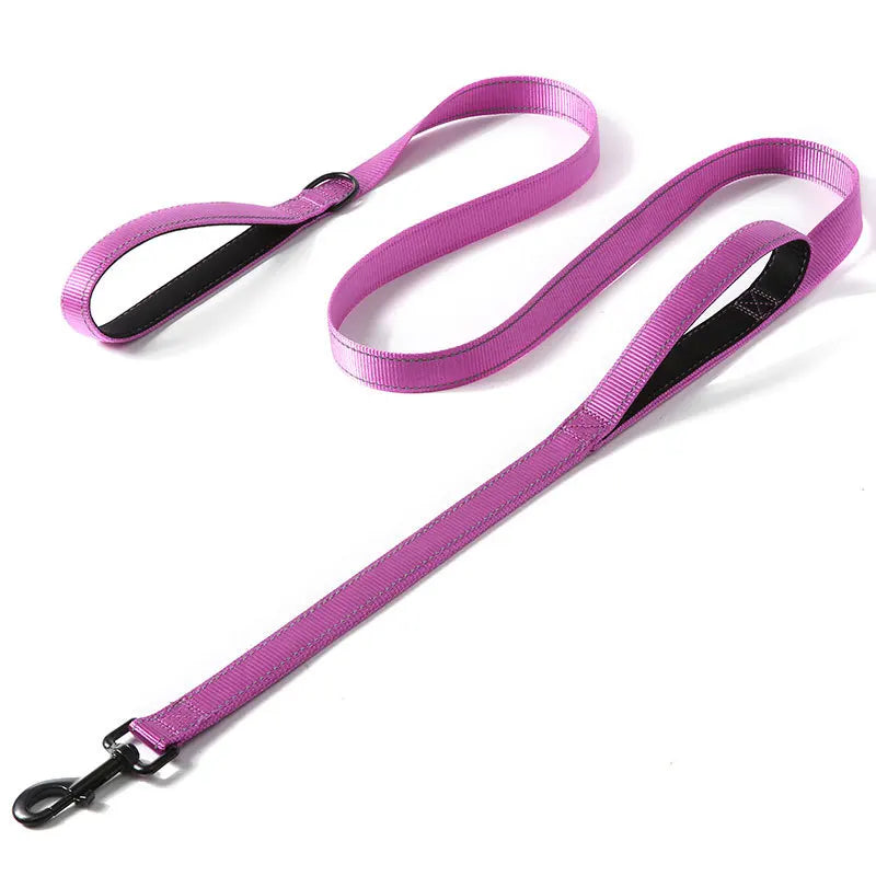 NEW Arrivals 9 Colors 1.2/1.5/1.8m Two Handle Heavy Duty Double Handle Nylon Dog Leash For Training Control Guard Rope Walking Cats Dogs Harness Lead Pets Accessories