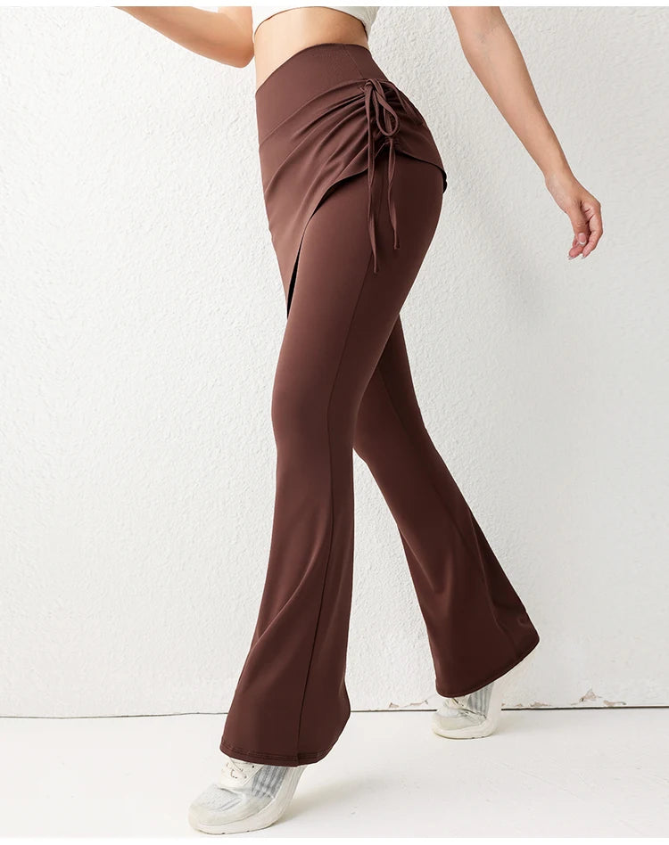 NEW Arrivals New Design 3 Colors Women's Gym Leggings Semi Skirted Waisted Fitness Flared Pants High Waisted Butt Covering Skirt Sports Sweatpants