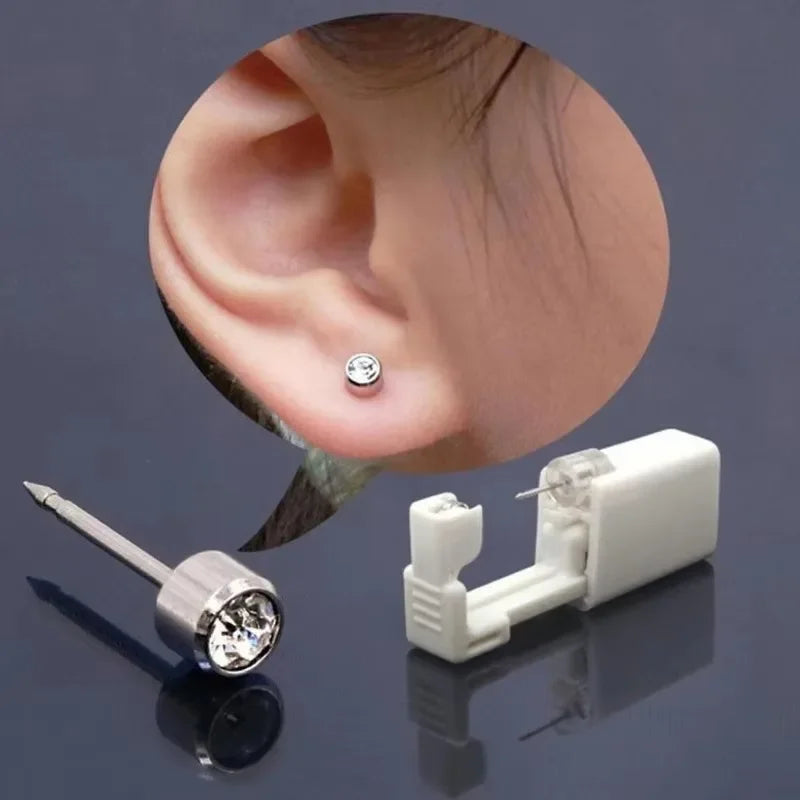 NEW 50/100PCS Set Safety Ear Piercing Gun Kit Women Men Disposable White Plastic Sterile Ear Piercing Device Fashion Simple Jewelry Piercing Tools