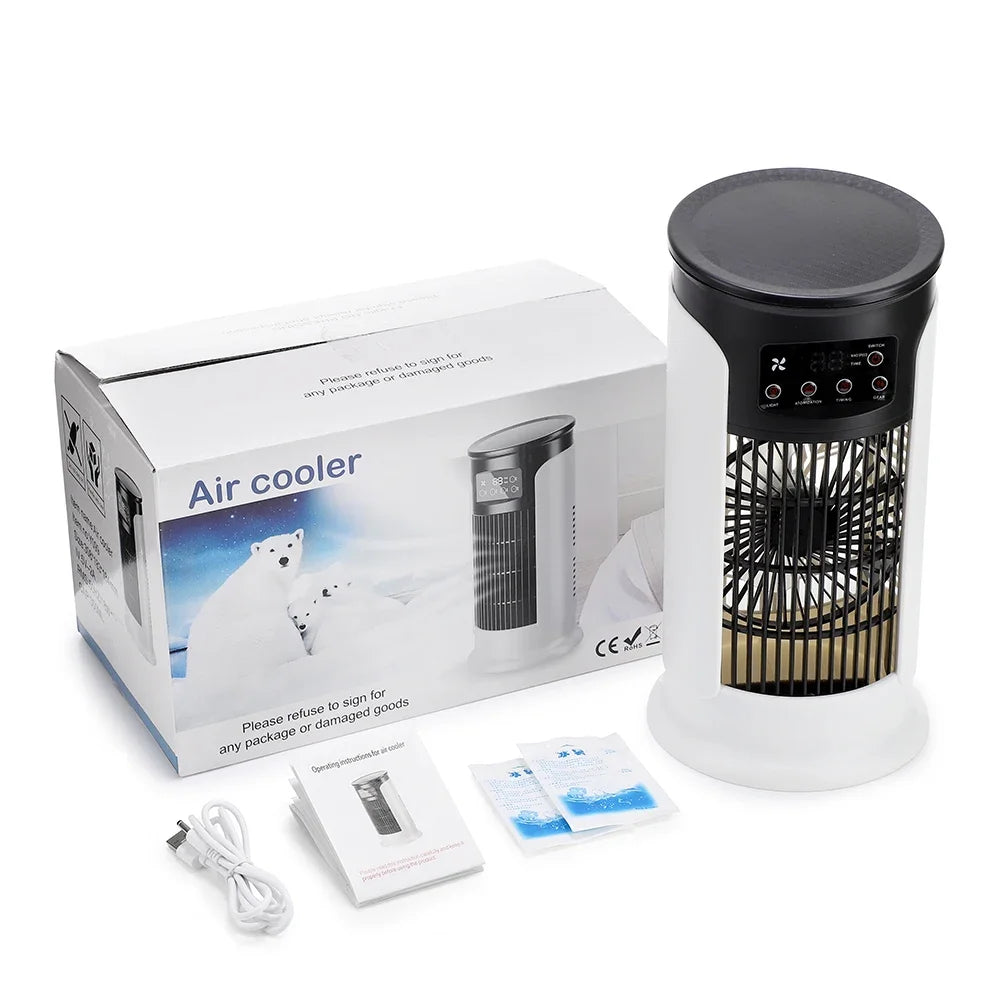 NEW Arrivals Evaporative USB Air Cooler, Portable Mini Air Conditioner Fan with Humidifying & Timer Function, Desktop Cooling Fan for Home Office Cooling Supplies