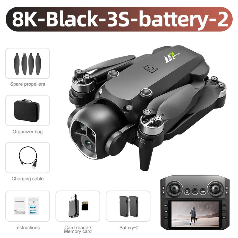 NEW 8K 3 Batteries Xiaomi M7 Drone 4K/6K/8K Professional 8K HD Aerial Photography Drone 5G WIFI Brushless Power RC Foldable Quadcopter Drone