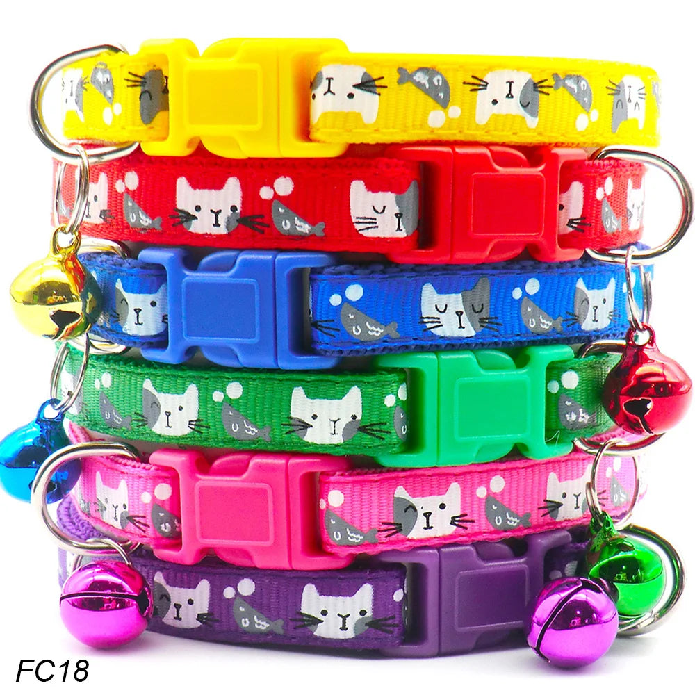 NEW 100PCS Set Dog Collar With Bells Adjustable Customize Necklace Puppy Kitten Collar Accessories Pet Shop Products Rabbit Cats Neck Strap Collar Pets Safety Supplies