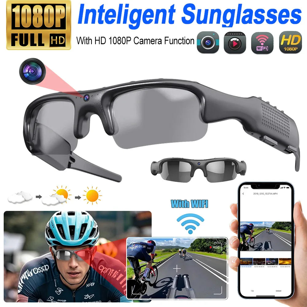 NEW HD 1080P Glasses WIFI Camera Outdoor Bicycle Motorcycle Security Protection Sunglasses Video Camera Smart Glasses Sports Camera