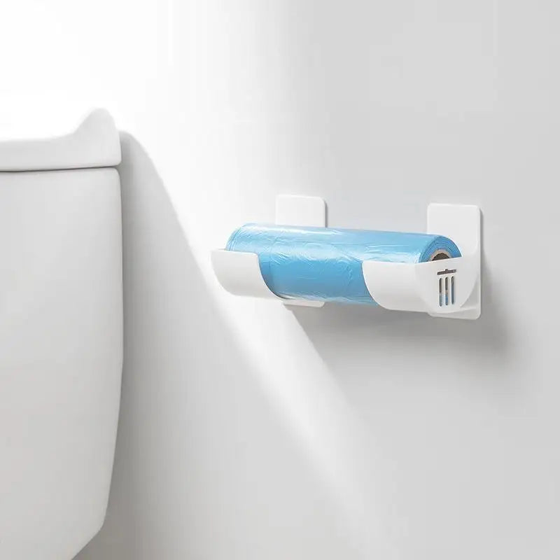 4pcs Kitchen Bath Wall Mount Plastic Poly Trash Waste Bag Roll Holder Dispenser Freshness Film Roll Storage Rack for Closet
