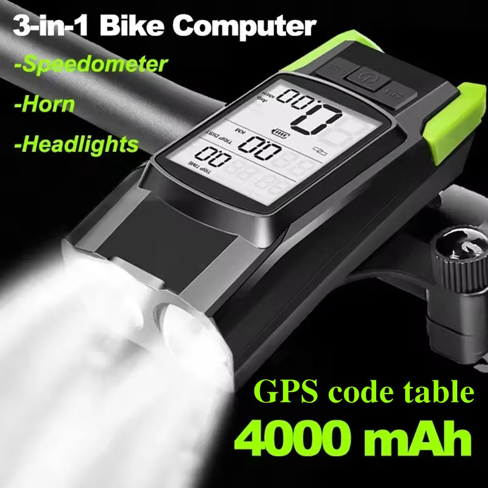 NEW GPS Wireless Code Table Speaker Light 3 in1 Five-Star Positioning 4000mAh Long Endurance High Brightness Riding Equipment Bicycle Accessories