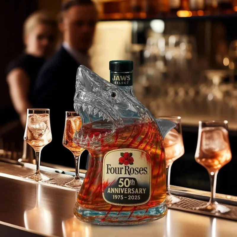 NEW Arrivals Shark Statue Whiskey Wine Liquor Bottle, Decanter Wine Decoration For Bar ,Office, Home Animal Whiskey Bottle 3D Engraved Shark Glass 320ml