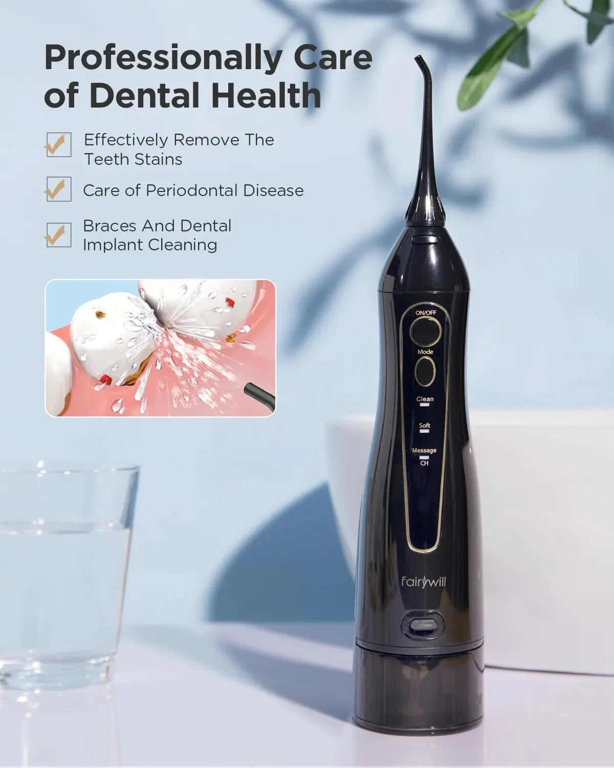 Water Flossers Oral Irrigator Rechargeable Portable Dental 3 Modes Water Tank for Teeth 300ML Waterproof Teeth Cleaner