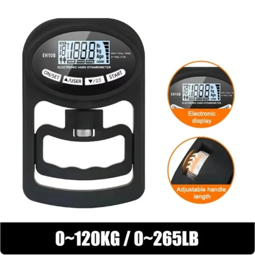 NEW 265Lbs/120Kg Grip Strength Tester LCD Screen Hand Grip Digital Hand Dynamometer USB Grip Strength Meter for Power Training Sport Accessories