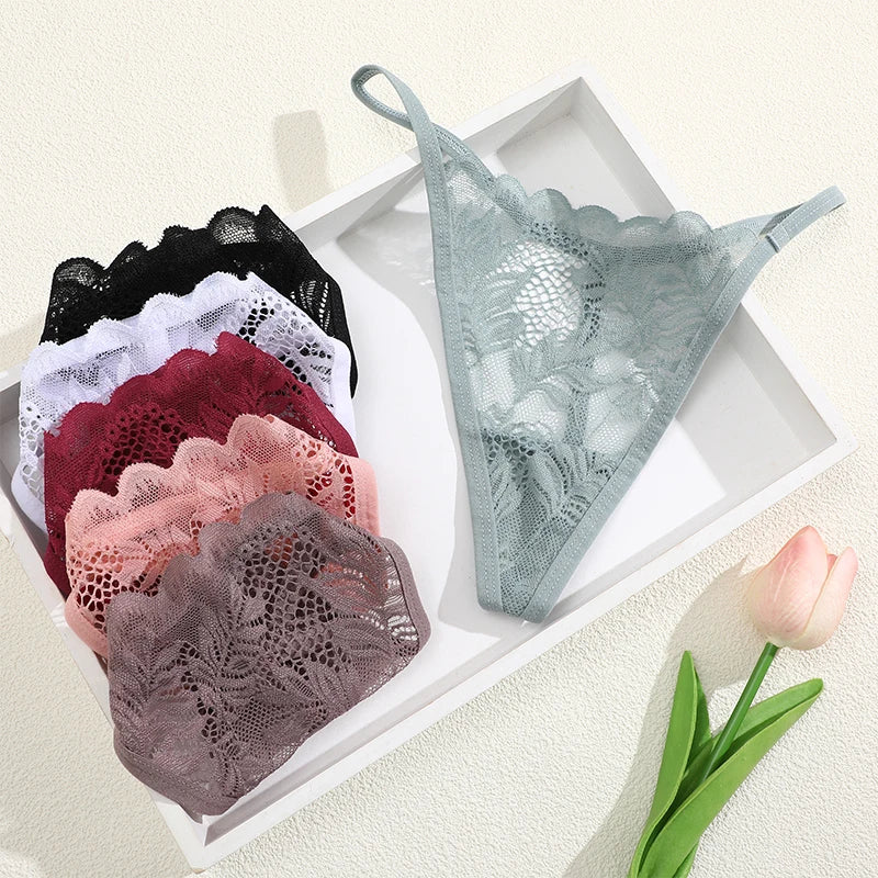 NEW S-XL 6Pcs/Set Lace Thong For Women Low Rise Soft Intimates Lingerie Sexy Lace Panties Color Ladies Comfortable Underpants Girls Panty