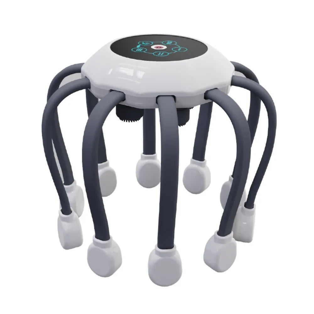 NEW Arrivals 3 Colors Electric Octopus Claw Eight Claw Massager Stress Relief USB Charging Scalp Massager Therapeutic Hands Free Electric Head Massager Health Care Supplies