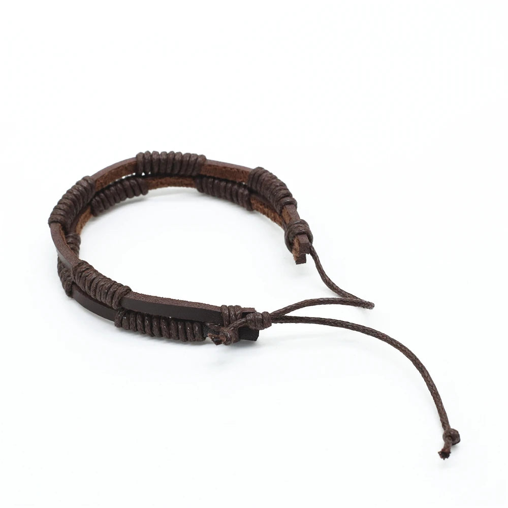 Trendy 10 Pcs/Set Rudder Charm Leather Women Men Bracelets Bangles Wrap Wrist Strap Weave Braided Homme Jewellery