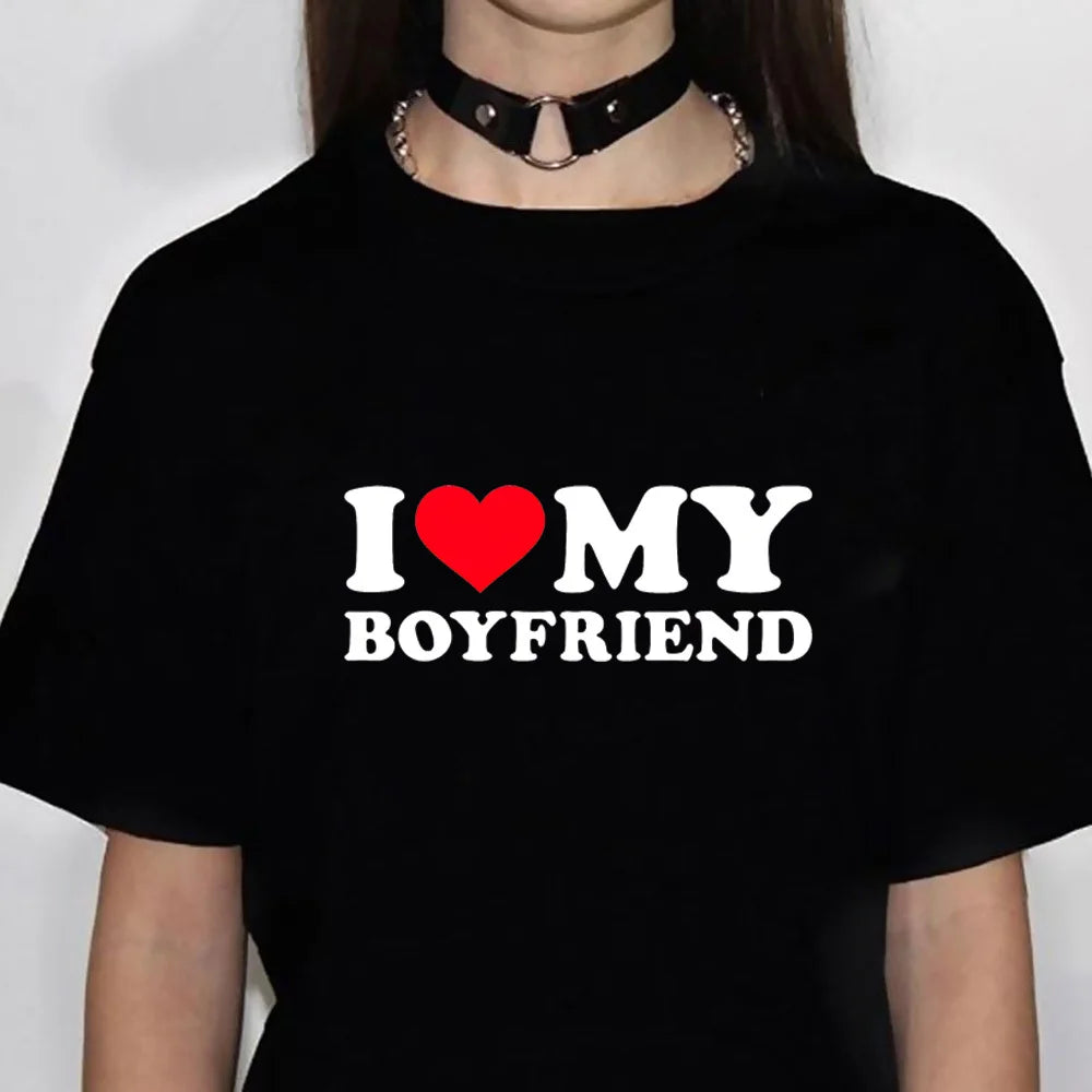 NEW Arrivals S-2XL UK Size 7 Patterns *I Love My Boyfriend I Love My Girlfriend* Girls Boys Outdoor Streetwear T-Shirts Summer Beach Casual Clothes