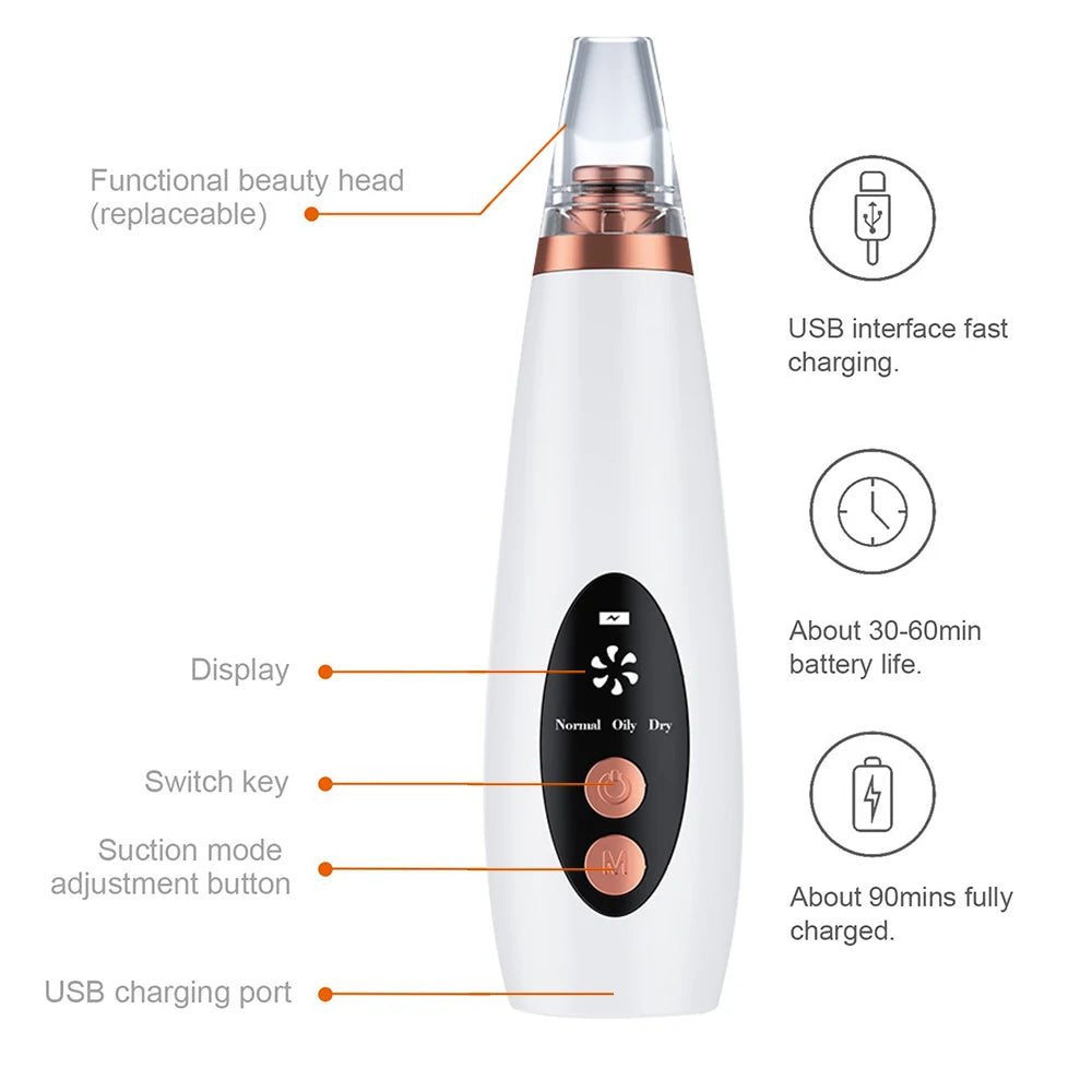 NEW Arrivals Electric Vacuum Set Suction Blackhead Remover Facial Pore Cleaner Black Spots Removal Facial Deep Cleansing Machine Skin Care Tools