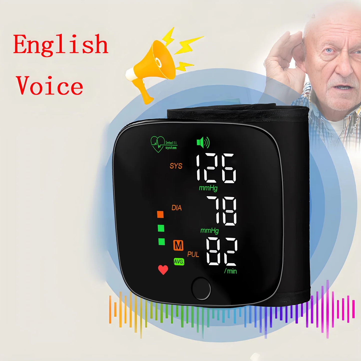 NEW Arrivals Rechargeable Wrist Blood Pressure Monitor Medical Voice Digital Display Health Sphygmomanometer Tonometer Device Health Care Supplies