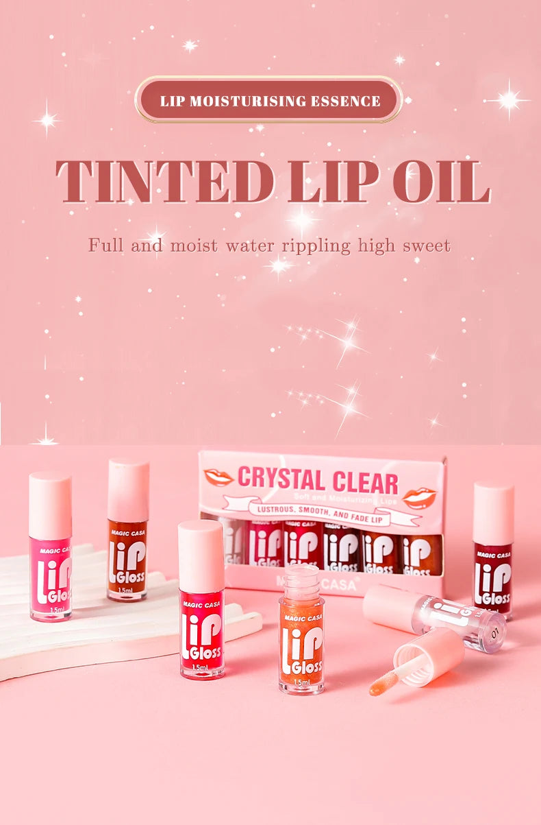 NEW Arrivals 6PCS Set Korean Small Bottle Hydrating Jelly Lip Oil Long-Lasting Moisturizing Smooth Shimmering Lip Hydrating Liquid Korean Skin Care Products