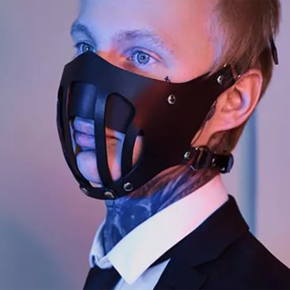 Gothic Punk Pu Leather Mask Cosplay Eyes Cosplay Face Rabbit BDSM Funny Nightclub Halloween Mask Carnival Party Game Cosplay