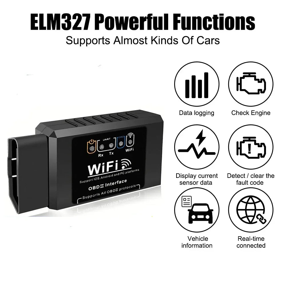 NEW Arrivals Popular ELM327 Wi-Fi OBD2 Code Reader Scanner V1.5 Car Diagnostic Tools Car Fault Detector For Android/IOS/PC