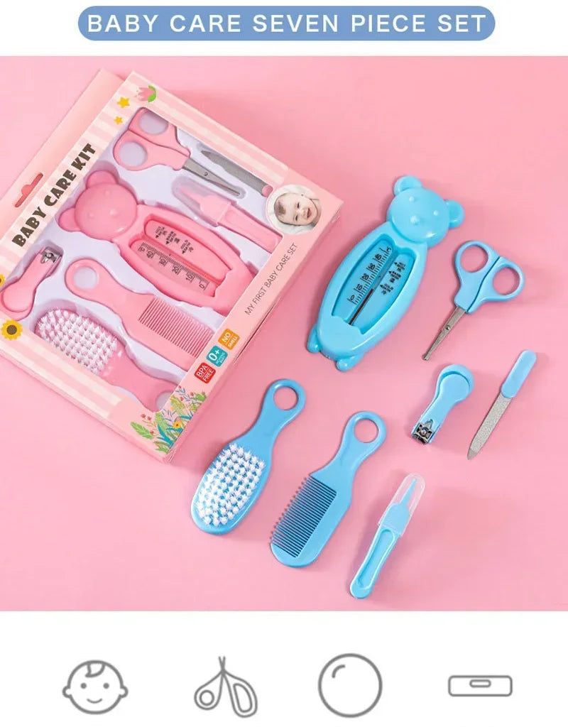 NEW 7PCS Set Brushes, Baby Safety Nail Clippers, Baby Care Set of Infant Water Temperature Gauge Combination Set, Convenient and Safe Babies Hygiene Tools Personal Care Supplies