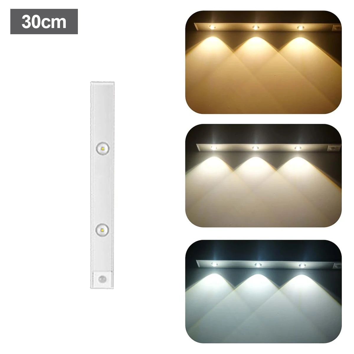 NEW Arrivals Ultra Slim Led Motion Sensor Light Strip Tricolor Lamp USB Rechargeable Lights LED Night With Paste 10cm/20cm/30cm/50cm Cabinet