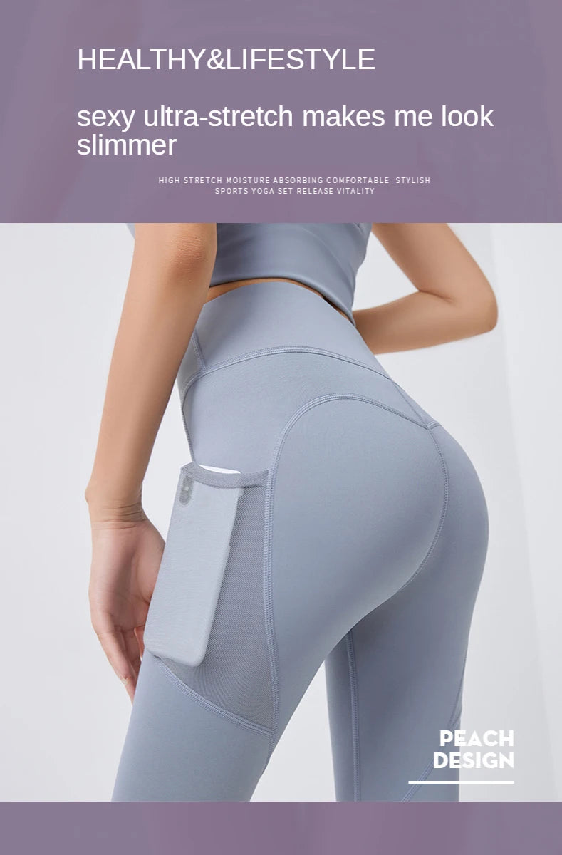 NEW Arrivals 8 Colors Yoga Pants With Pocket Women Leggings For Fitness Nylon High Waist Long Pants Women Hip Push UP Tights Women Gym Clothing
