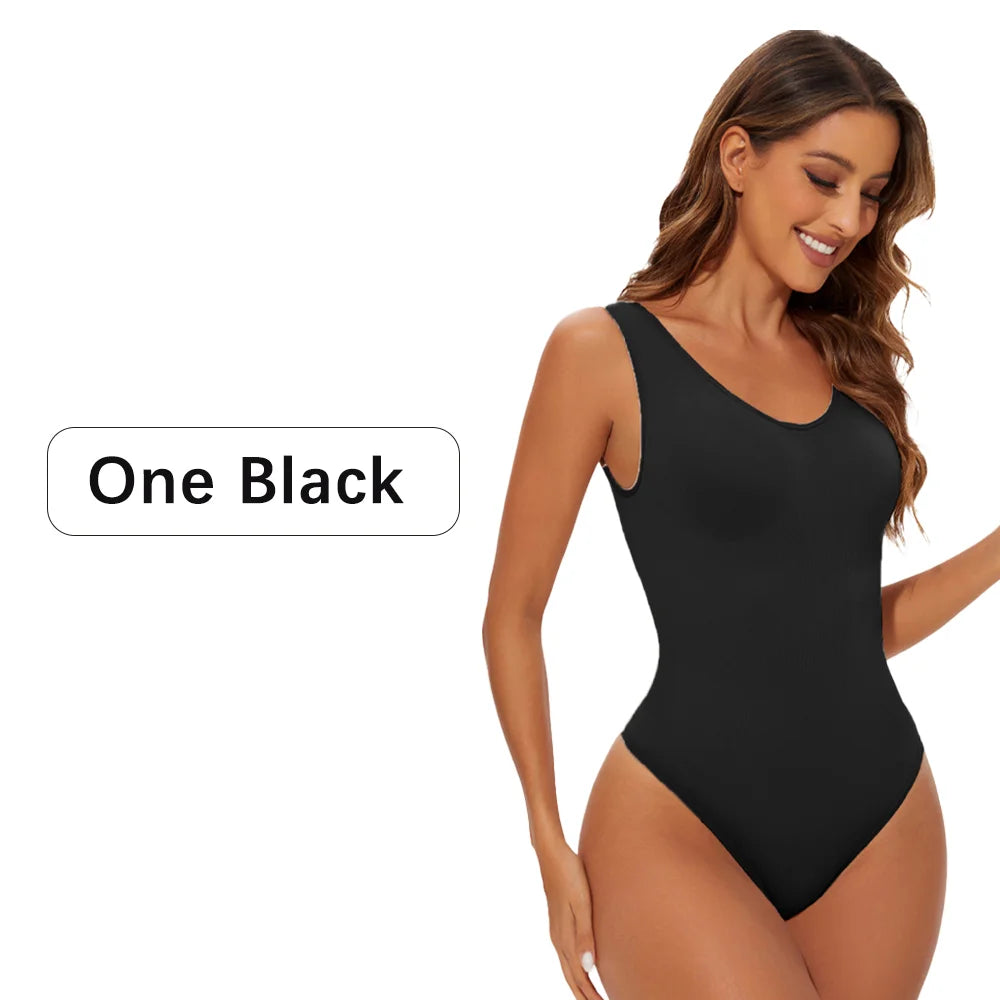 NEW Arrivals 3PCS Set S-2XL Women's Sexy Thong Shapewear Bodysuit Seamless Body Shaper Body Shaping Slimming Wide Shoulder Strap Thong Underwear Shapers