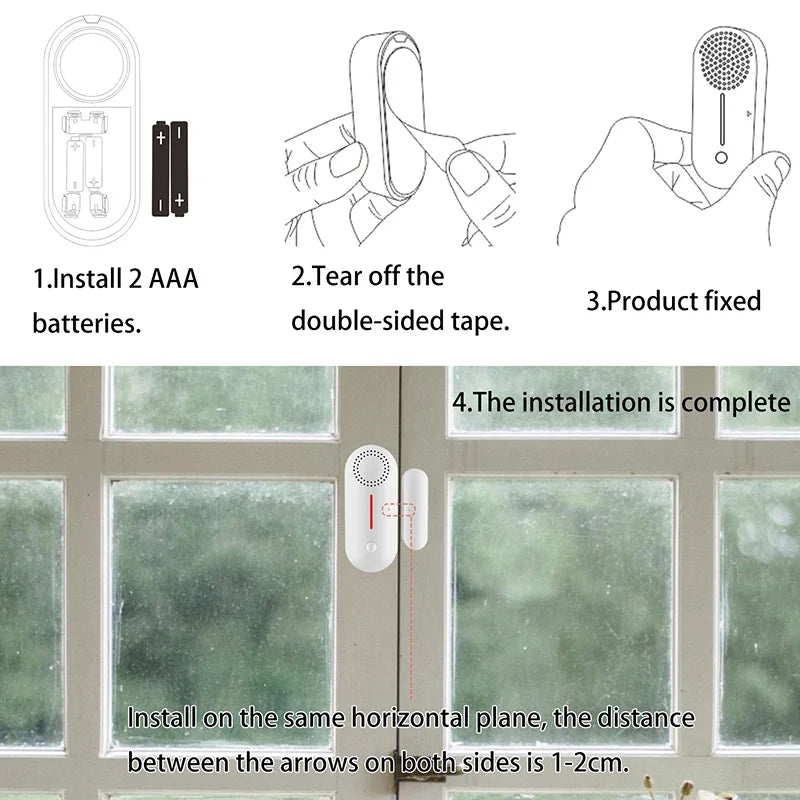 Tuya Smart WiFi Door Sensor Door Open / Closed Detectors Wifi Home Alarm Compatible With Alexa Google Home Tuya APP