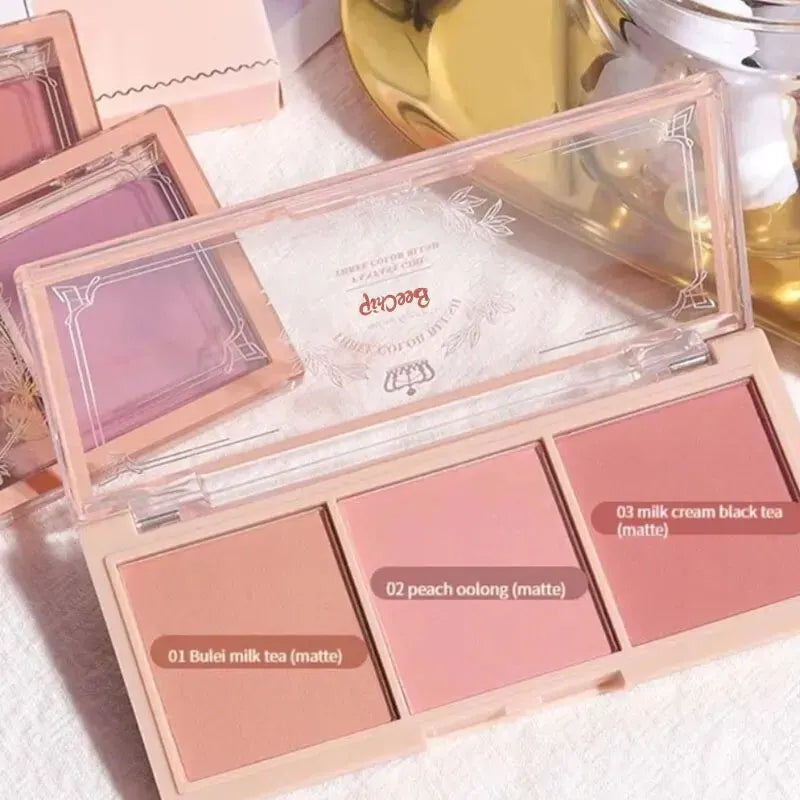 Three Color Cheek Red Plate Nude Makeup Natural Matte Milk Tea Orange Eye Shadow Makeup Lasting High Color Rendering Invisible