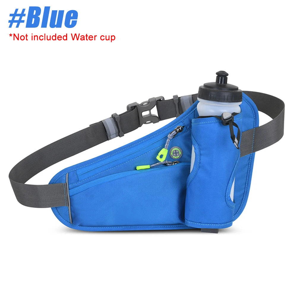 NEW Arrivals 6 Colors Waterproof Running Waist Bag Cycling Bumbags with Water Bottle Holder Travel Walking Dog Sport Waist Bag& Reflective Strips