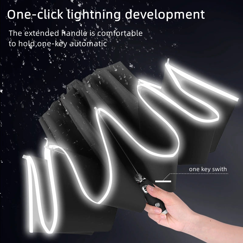 NEW Original Mercedes Benz 3 Colors Automatic Lighting Reflective Stripe Reverse Led Light 10 Ribs Windproof Umbrellas for Mercedes Benz B/C/E/S Class A Class C200L GLC GLK Car Accessories
