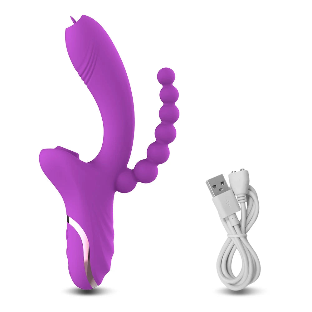 3 in 1 Clit Sucker Dildo Vibrator for Women Clitoris G Spot Tongue Licking Vacuum Stimulator Sex Toys Adult Goods for Female