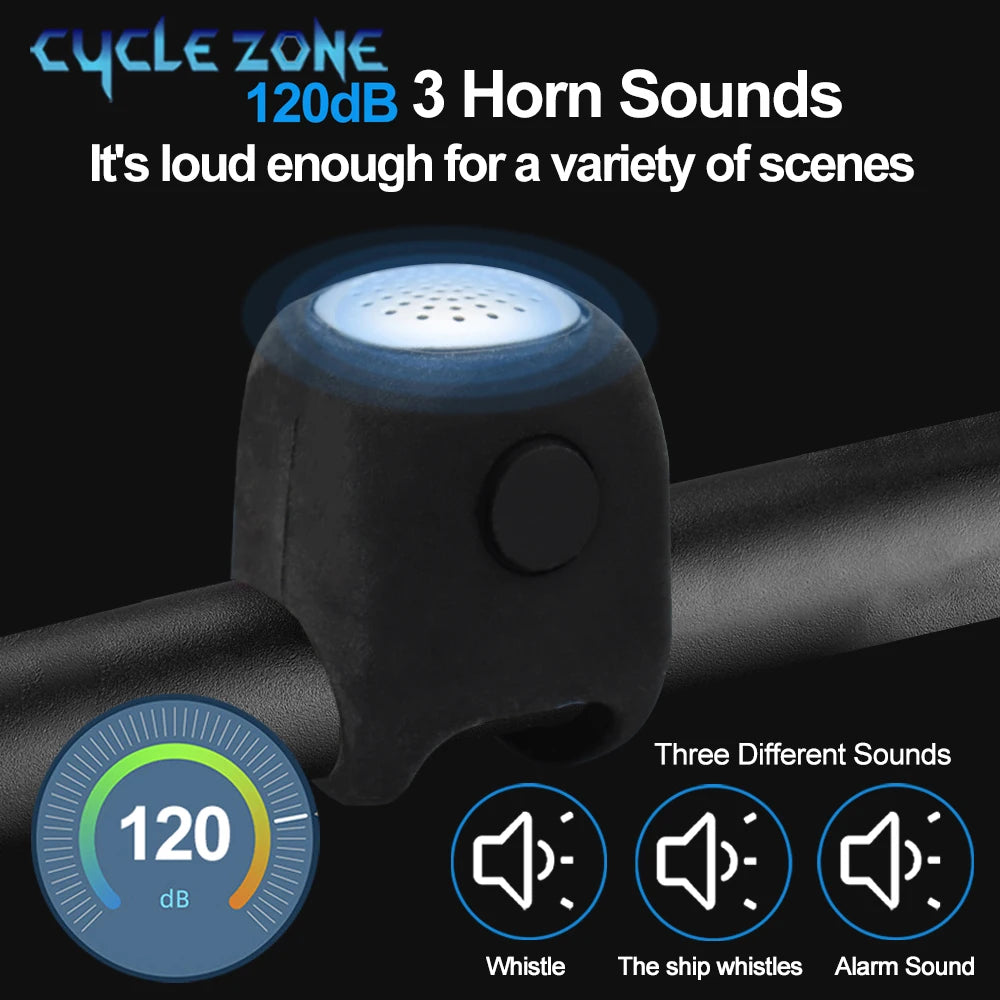 Electric Bicycle Bell Bike Horn 3 Sound Mode Motorcycle Warning Horn MTB Road Cycling Handlebar Bells Loud Bell for Safe Riding
