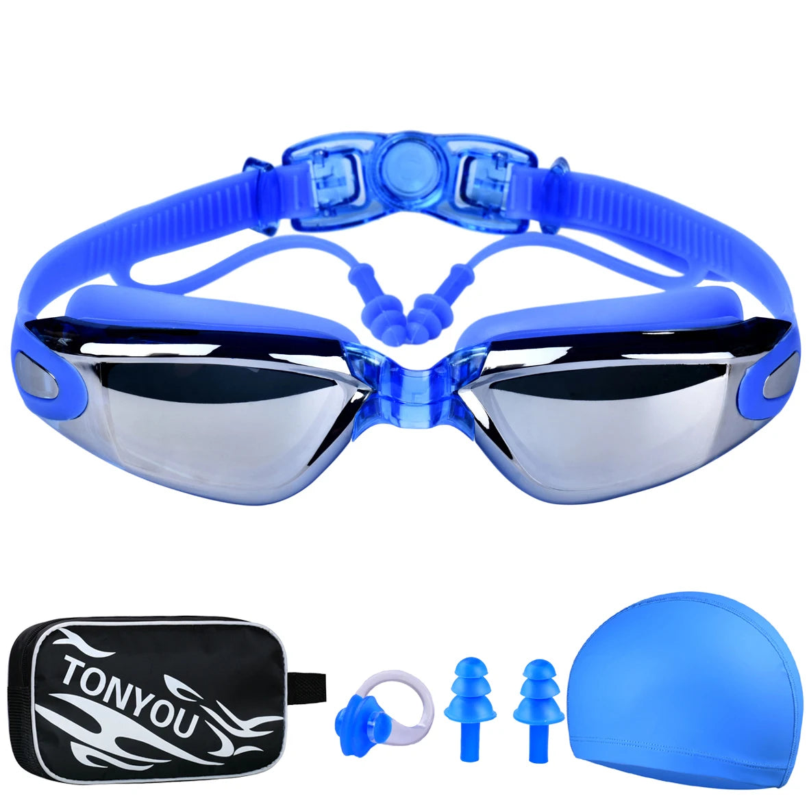 NEW 3 Colors Set Adult Swimming Goggles High-Definition Men and Women Professional Waterproof Earplugs Swimming Water Pool Beach Swim Goggles Water Sports Supplies