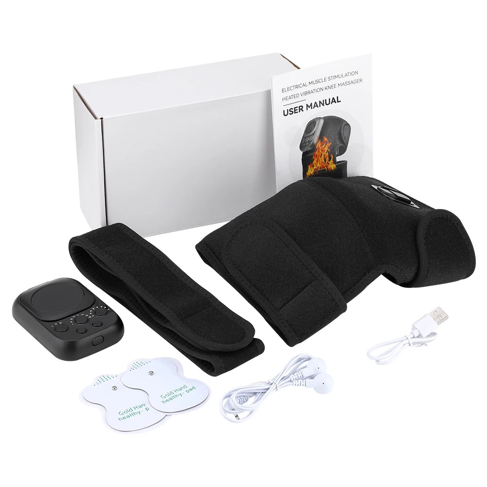 NEW Arrivals Wireless Control Heating Vibration Knee Pad Detachable Black With A Maximum Battery Life Of 10 Hours USB Rechargeable Health Care Supplies