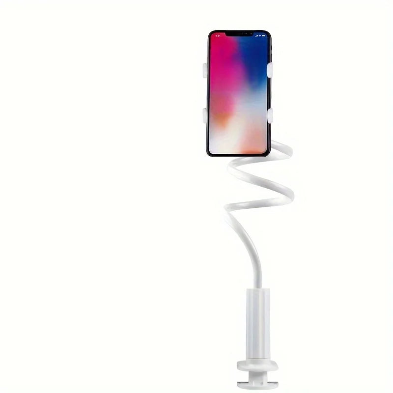 NEW White/Black Color Lazy Bedside Desktop Mobile Phone Clamp Bracket Flexible Long Arm Gooseneck Lazy Person Bracket With Handle Overhead Live Holder Mobile Phones Accessories
