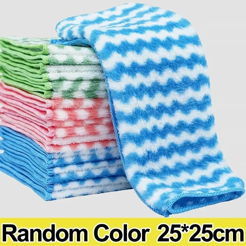 NEW 10PCS Set Ultra-fine Fiber Kitchen Towels, Absorbent Cleaning Cloths, Soft & Stain-Removing, Light Gray
