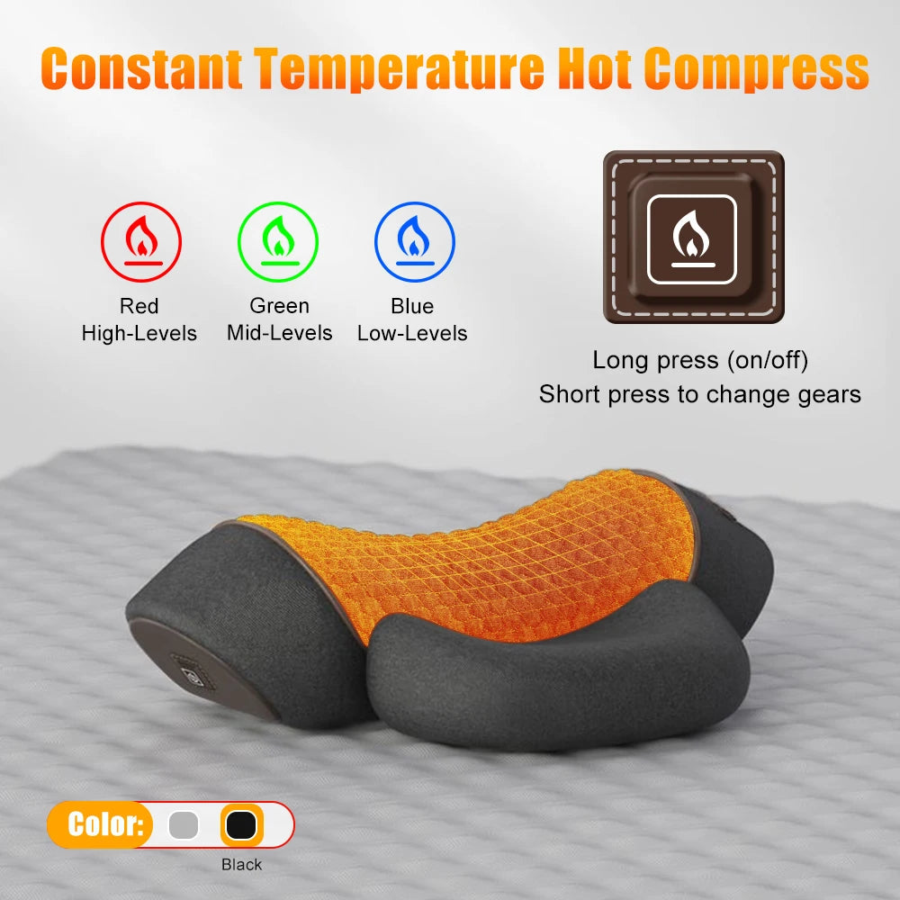 NEW Arrivals 3 Function Electric Neck Massager Cervical Pillow Hot Compress Vibration Massage Neck Traction Relax Pillow Spine Support Massager Pillow