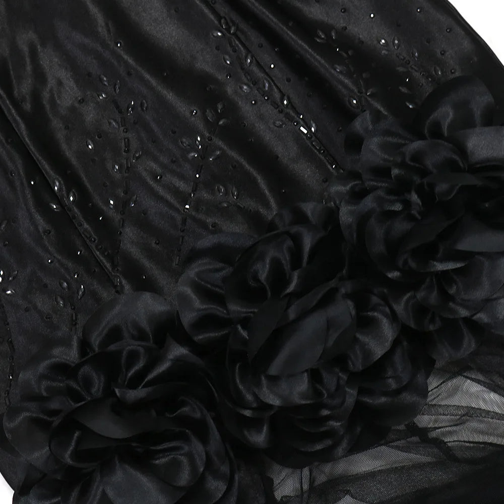 Low-Price Sales are Limited NEW Diamonds 3D Flower Mesh See Through Women Sleeveless Bodycon Long Dress Evening Wedding Birthday Party Business Dinner Prom Maxi Mermaid Dresses Ladies Luxury Fashion Clothing Supplies