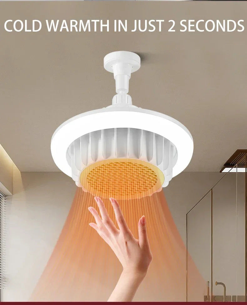 NEW Arrivals Whole House Heating 600W High-Power Remote Control Warm Air Lamp Dimming E27 Spiral Save Energy Electric Heater Fan Light Ceiling Fan Light