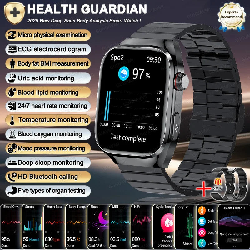 NEW Arrivals 12 Colors/Patterns Women Men Ai Diagnosis Health Healing Wrist Watch ECG+PPG Smart Watch Precise Uric Acid Blood Pressure Organ Body Analysis Smart Watch HD Call Watches Health Watch