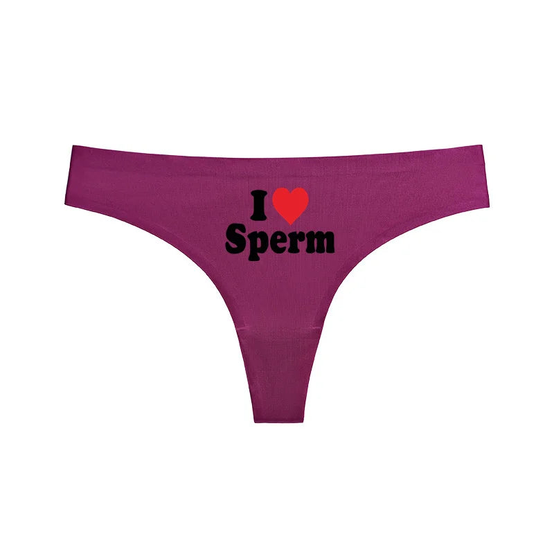 NEW Arrivals *I LOVE SPERM* Women Sexy Thongs Lingerie G-String Plus Size Temptation Panties Underwear Sexy Accessories for Woman