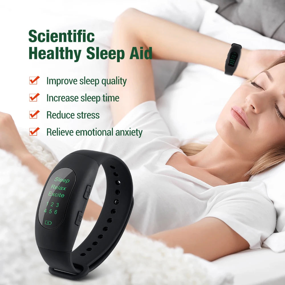 NEW Arrivals Micro-Current Intelligent Sleep Aid Device Fast Sleep Rest Hypnosis Insomnia Artifact Wristband Watch EMS Sleep Aid Instrument Health Care Supplies